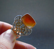 'Teine Ceilteach' Scottish Carnelian Scottish Gold & Silver Celtic Pendant