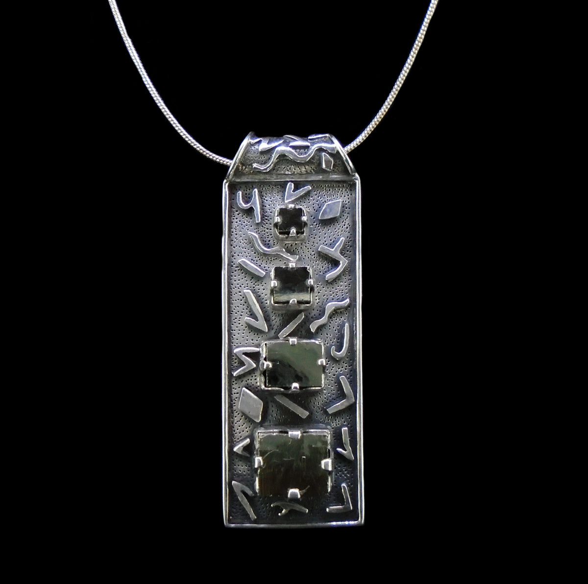 'Totem' Cubic Pyrite Sterling Silver Pendant
