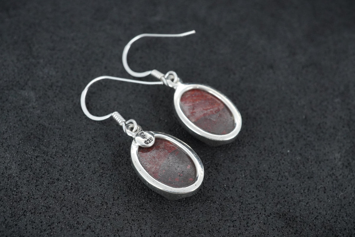 Arthur's Seat Jasper Sterling Silver Oval Drop Earrings