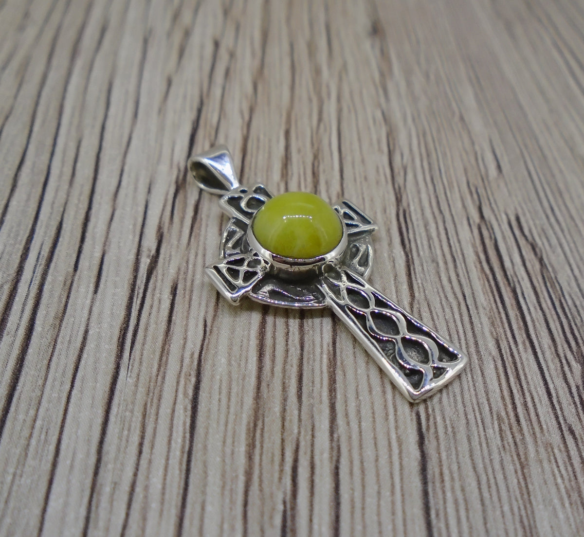 Highland Marble Celtic Cross Sterling Silver Pendant