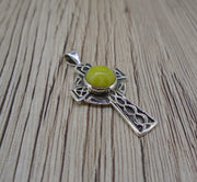Highland Marble Celtic Cross Sterling Silver Pendant