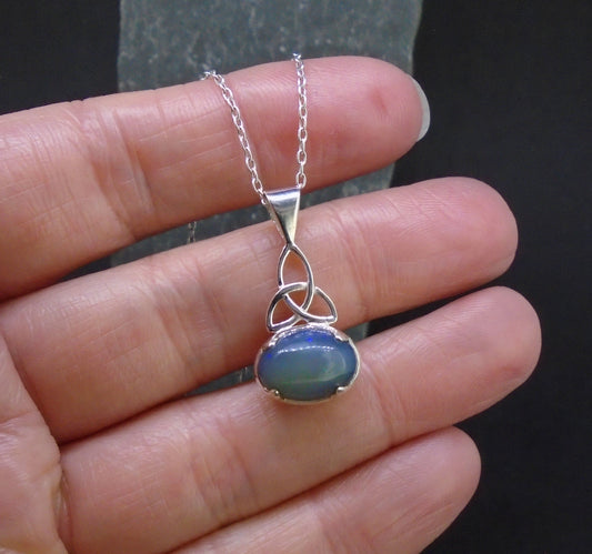 Welo Opal Sterling Silver Celtic Pendant