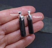 Black Tourmaline Shard Sterling Silver Pendant