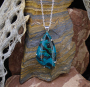 Gem Silica Chrysocolla Sterling Silver Pendant