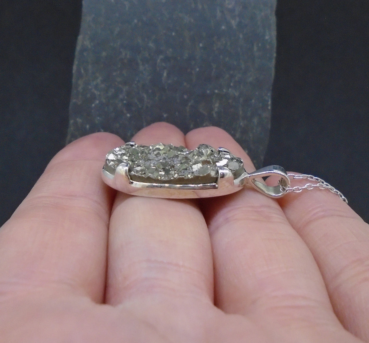 Glittering Pyrite Sterling Silver Pendant