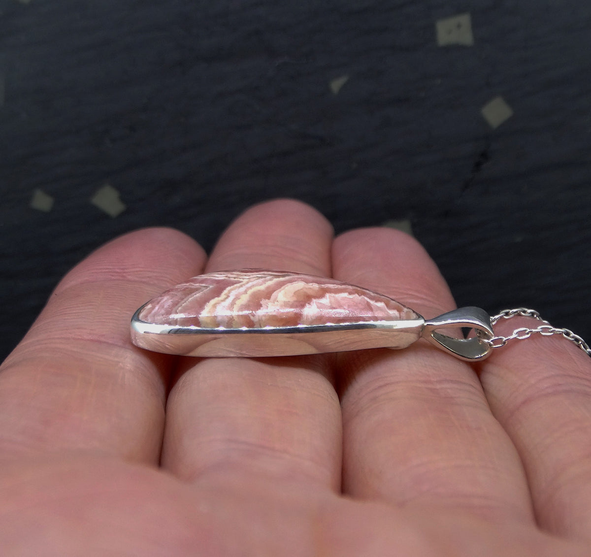 Rhodochrosite Sterling Silver Pendant