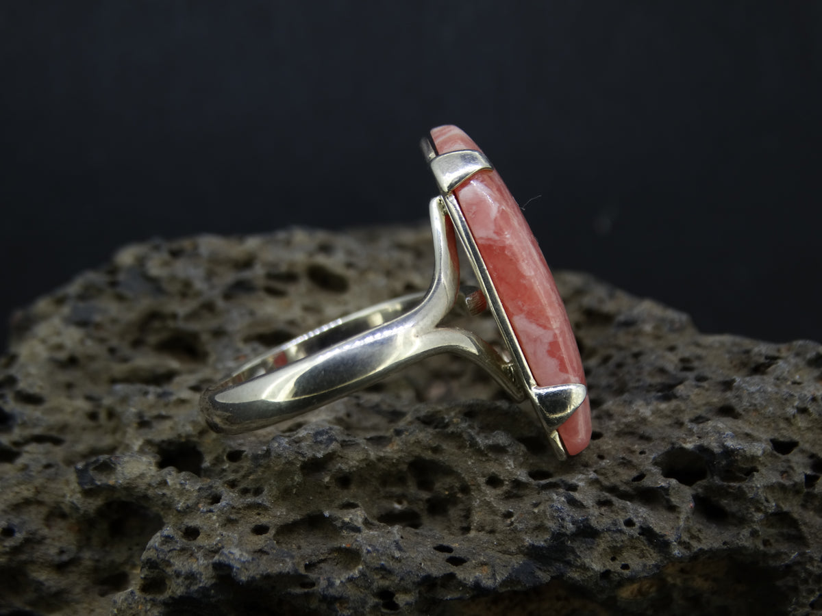 Rhodochrosite Sterling Silver Claw Set Ring