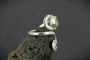 Peridot with Blue Sapphire Sterling Silver Wrap Ring