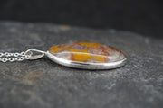 Burn Anne Agate Sterling Silver Oval Celtic Pendant