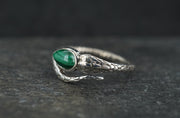 Malachite Sterling Silver Serpent Ring