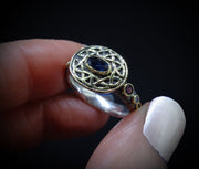 'Sæla' Scottish Sapphire, Garnet & Diamond Scottish Gold Sterling Silver Ring