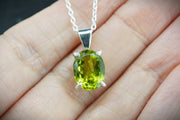 Oval Peridot Sterling Silver Pendant
