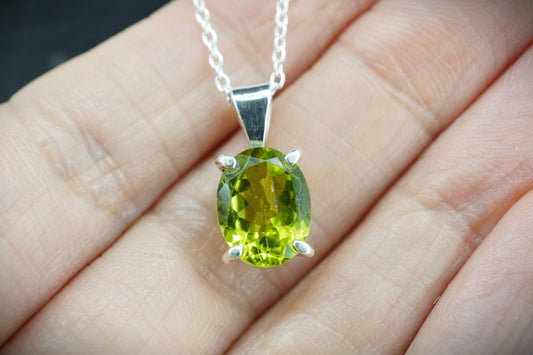 Oval Peridot Sterling Silver Pendant