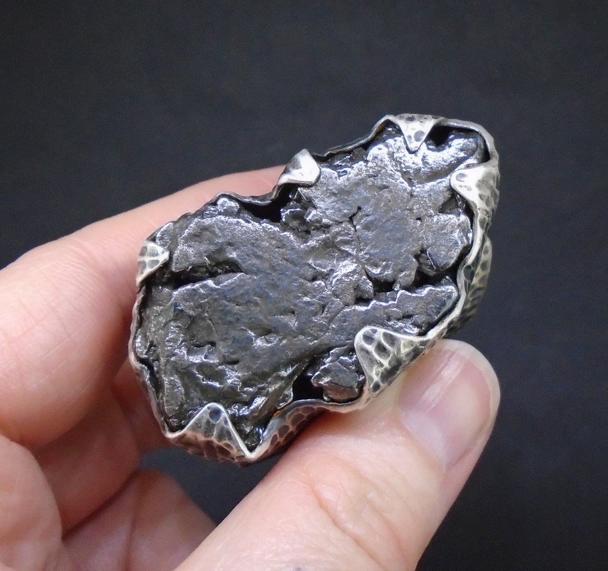 'Star-kindler' Colossal Meteorite Sterling Silver Ring