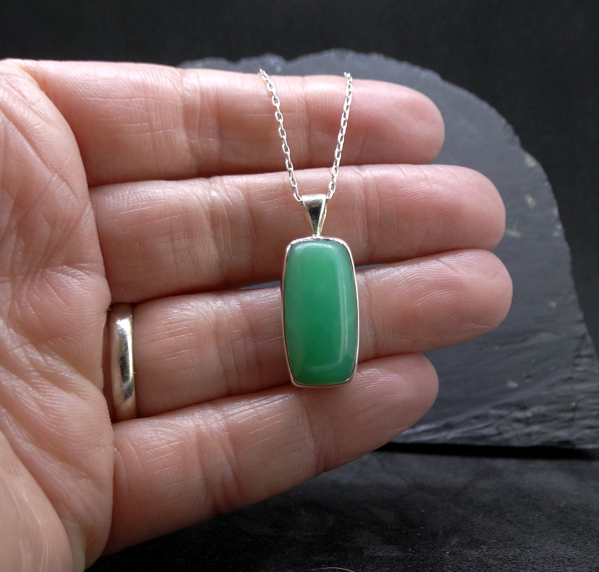 Jelly Chrysoprase Sterling Silver Pendant