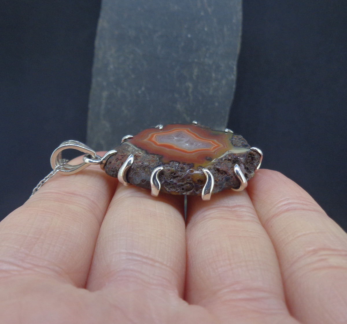 Botswana Agate Sterling Silver Pendant