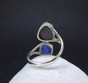 Spessartine Garnet & Blue Kyanite Sterling Silver Adjustable Ring