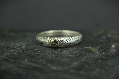 Scottish Sapphire with Sterling Silver Hand Carved Celtic Ring