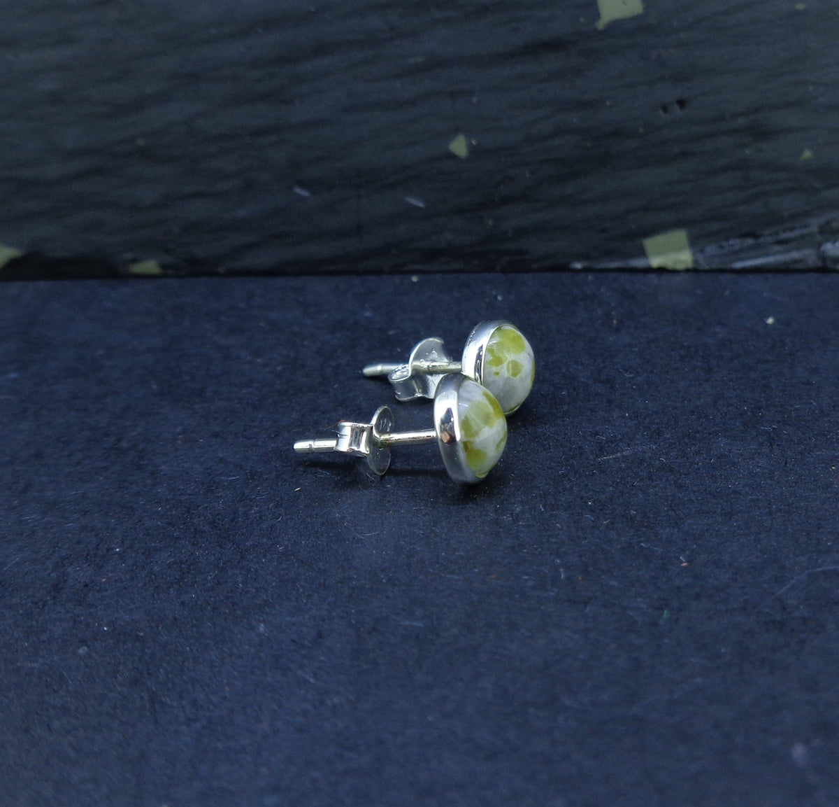 Iona Marble 6mm Sterling Silver Stud Earrings