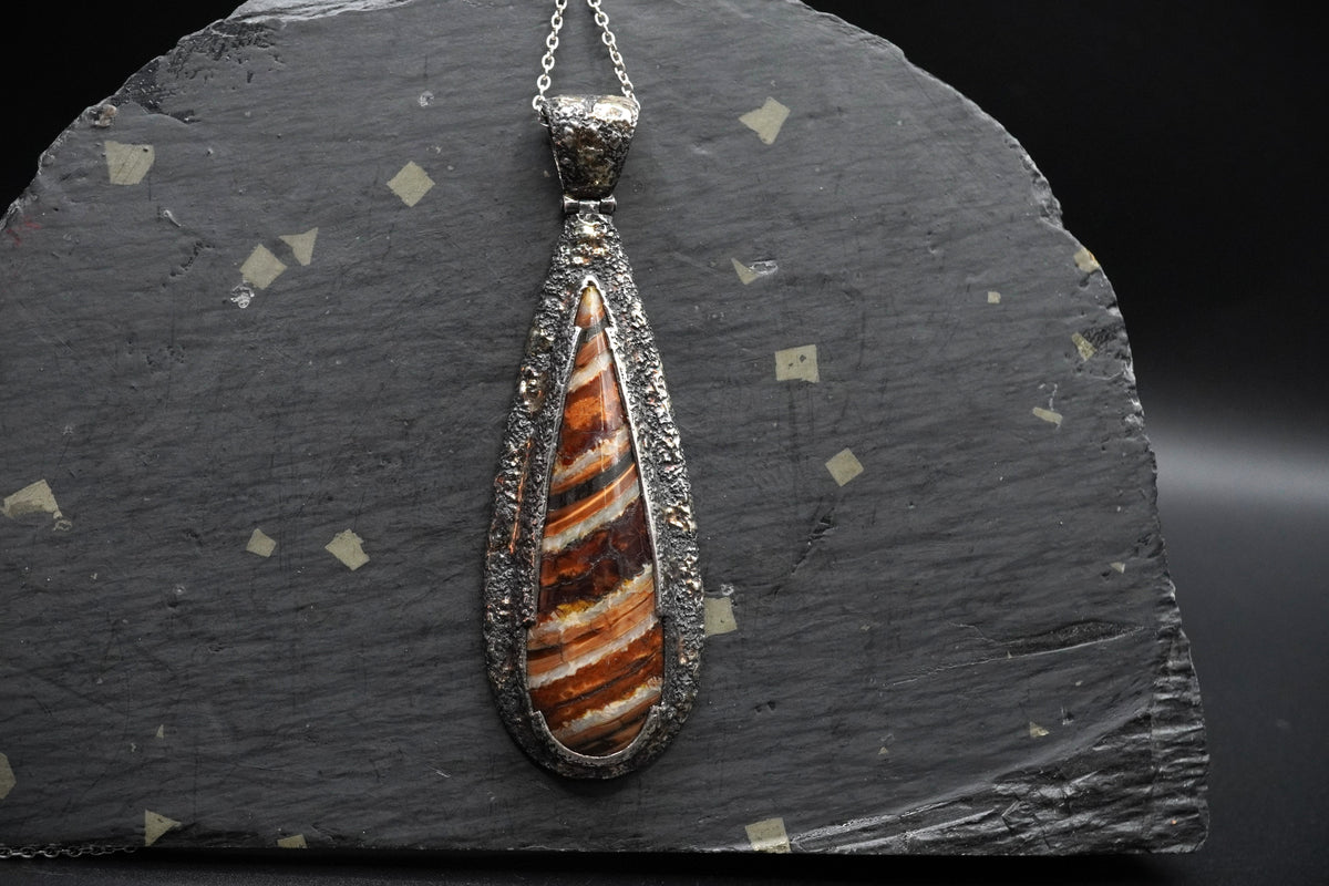 Wooley Mammoth Molar Sterling Silver Pendant with 18ct Gold
