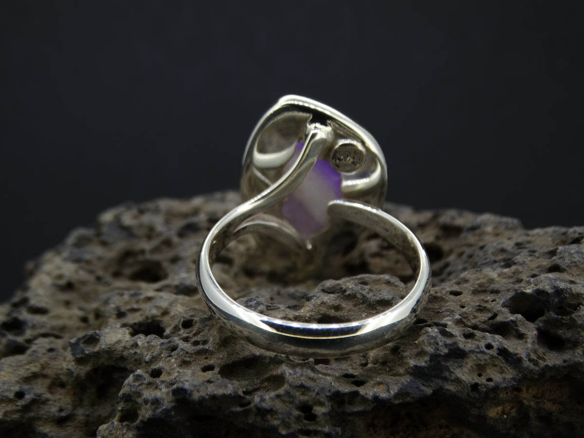Chevron Amethyst Sterling Silver Ring