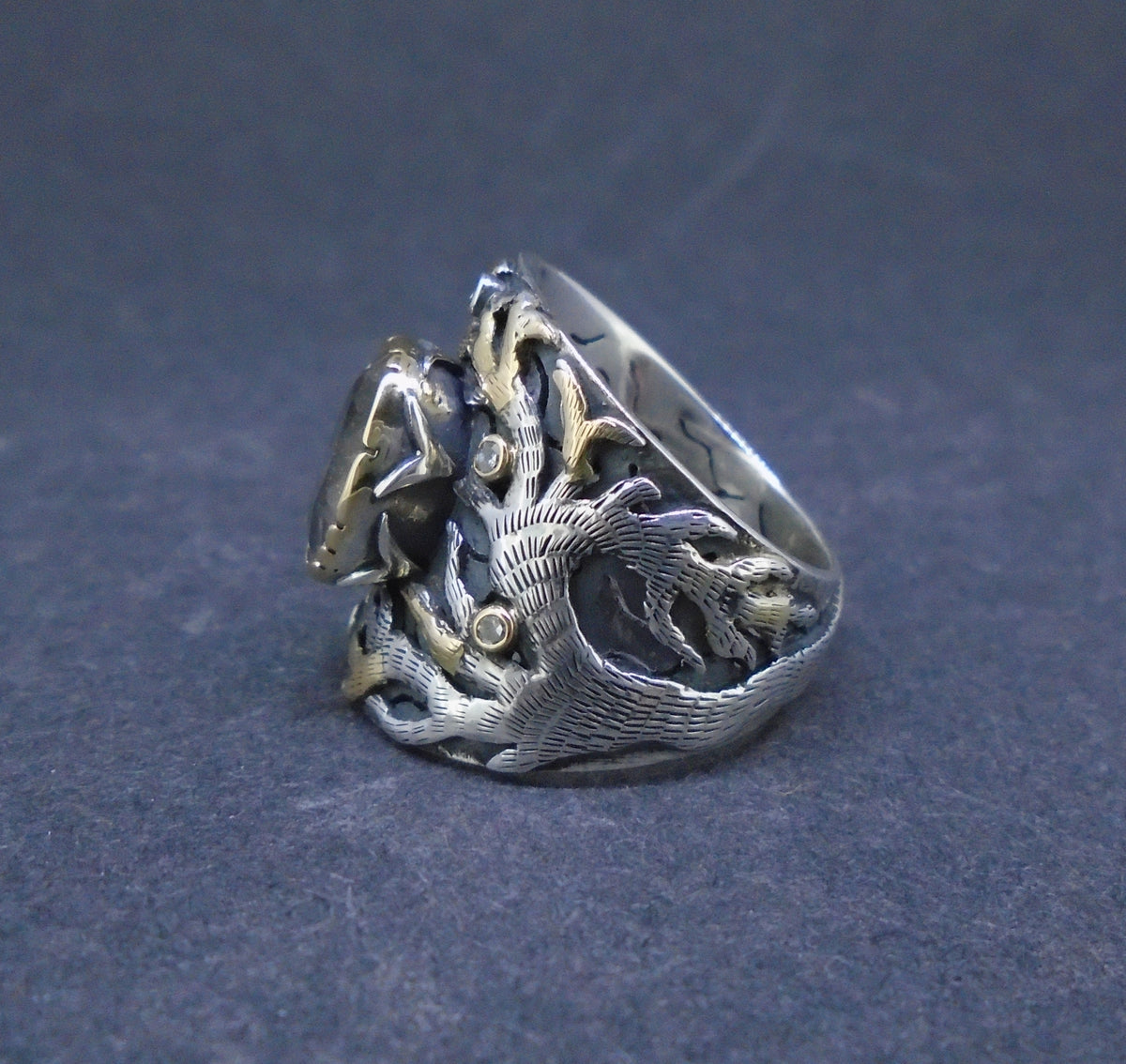 'Freumhan' Perthshire Smoky Quartz & Diamond Scottish Gold & Silver Ring