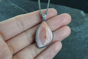 Scottish Agate Sterling Silver Hammered Pendant