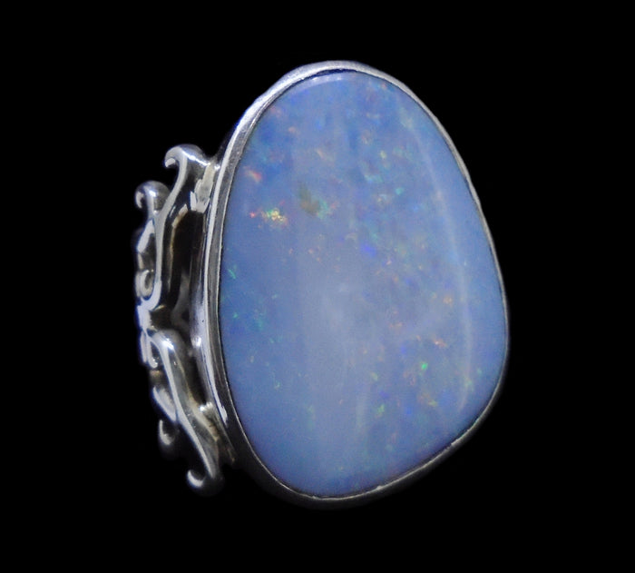 Opal Sterling Silver Filigree Ring