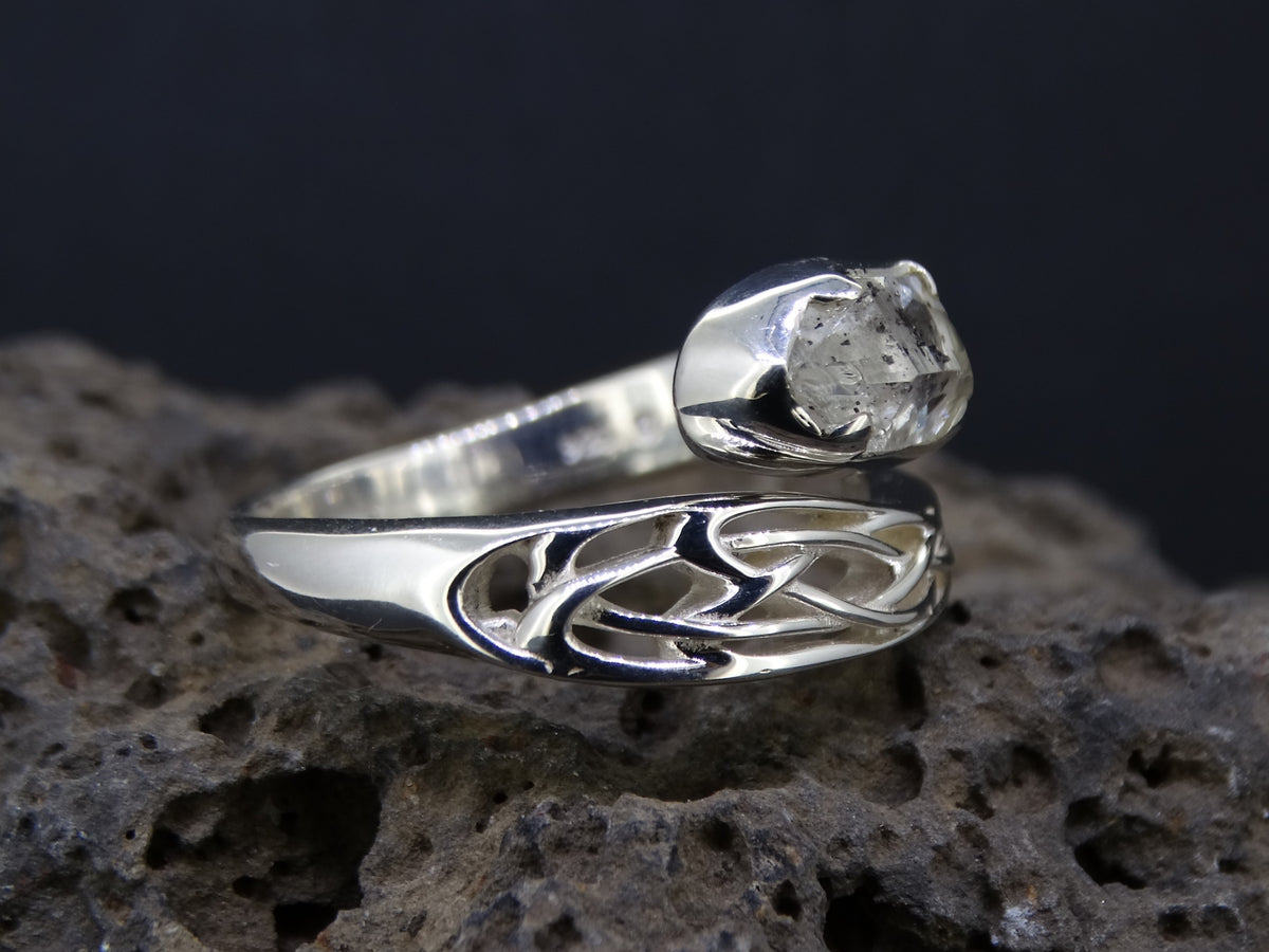 Herkimer Diamond Sterling Silver Celtic Snake Ring