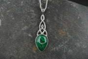 Malachite Sterling Silver Celtic Pendant