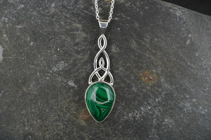 Malachite Sterling Silver Celtic Pendant