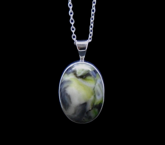 Skye Marble Sterling Silver Oval Pendant