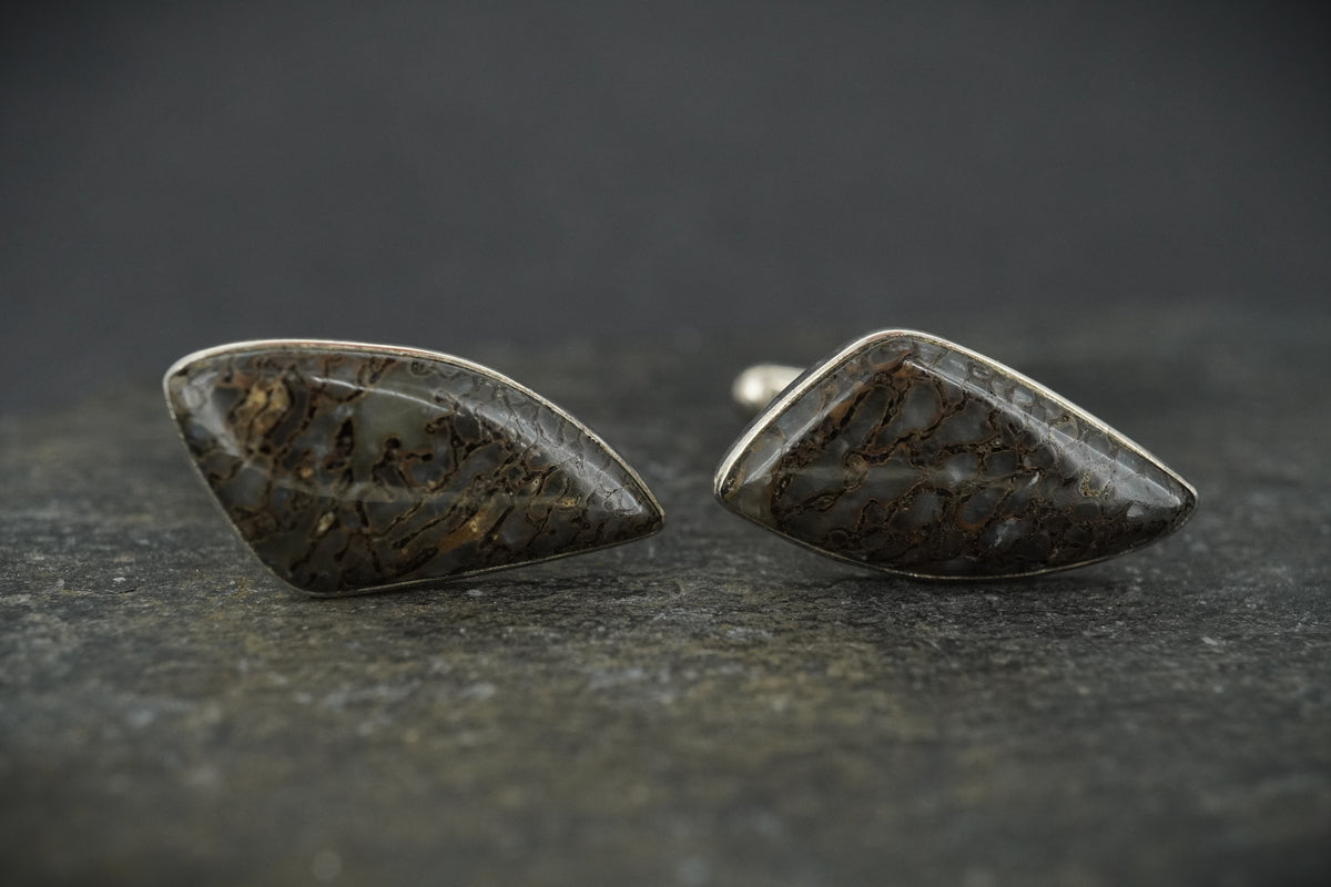 Dinosaur Bone Sterling Silver Cufflinks