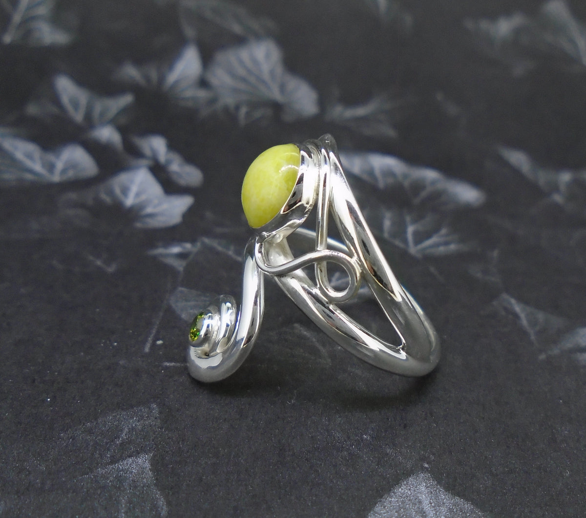 Highland Marble & Peridot Sterling Silver Ring