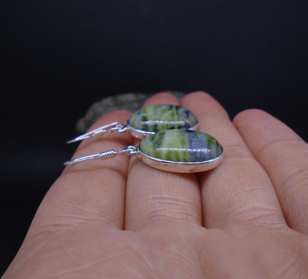 Skye Marble Sterling Silver Oval Earrings