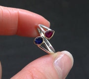 Pink & Indigo Sapphire 18ct Gold & Sterling Silver Ring