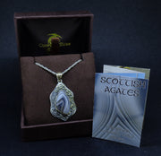 'Fehu' Ardownie Agate, on a Scottish Gold & Silver Pendant