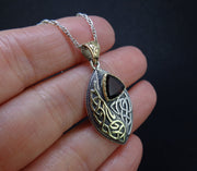'Glen Clova' Cairngorm Quartz, Scottish Gold & Silver Celtic Pendant
