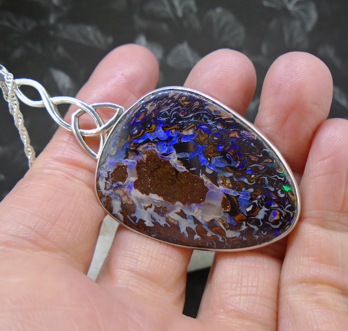 Australian Koroit Opal Sterling Silver Celtic Pendant