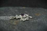 Amethyst Thistle Sterling Silver Pendant & Earrings Set