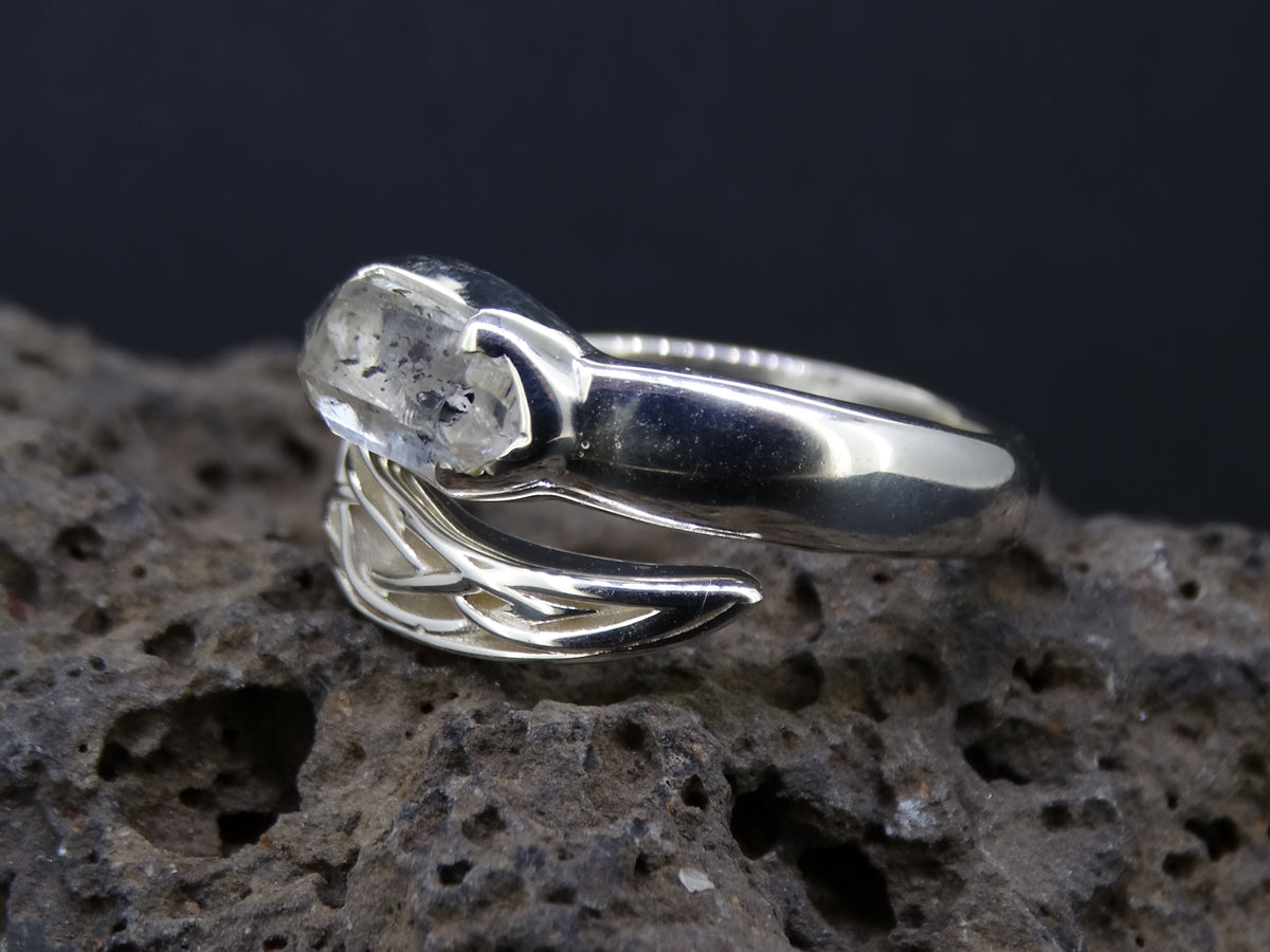 Herkimer Diamond Sterling Silver Celtic Snake Ring