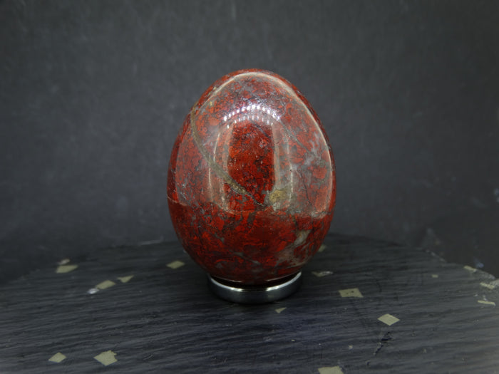 Scottish Red Jasper Ornamental Egg with Hematite