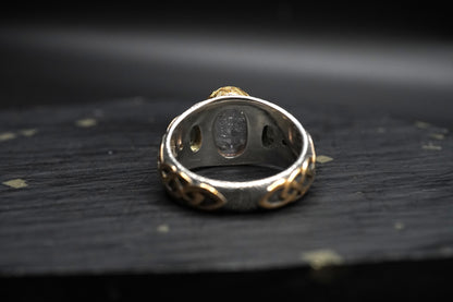 Herkimer 'Diamond', Moldavite & Diamond Ring with 18ct Gold & Sterling Silver