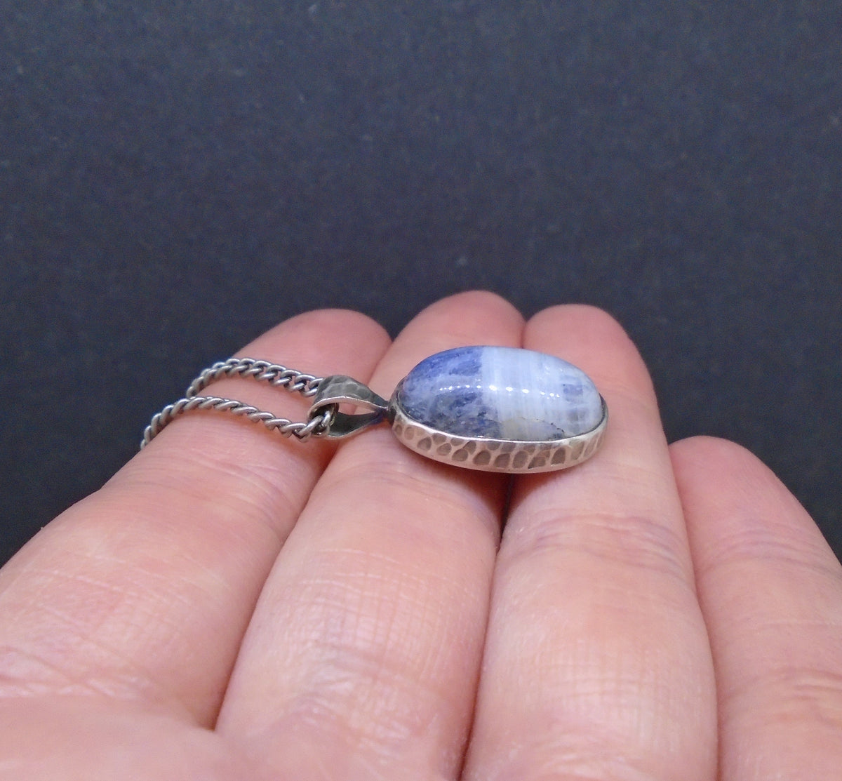 Blue Moonstone Sterling Silver Pendant