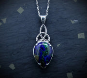 Azurite Malachite Sterling Silver Celtic Pendant