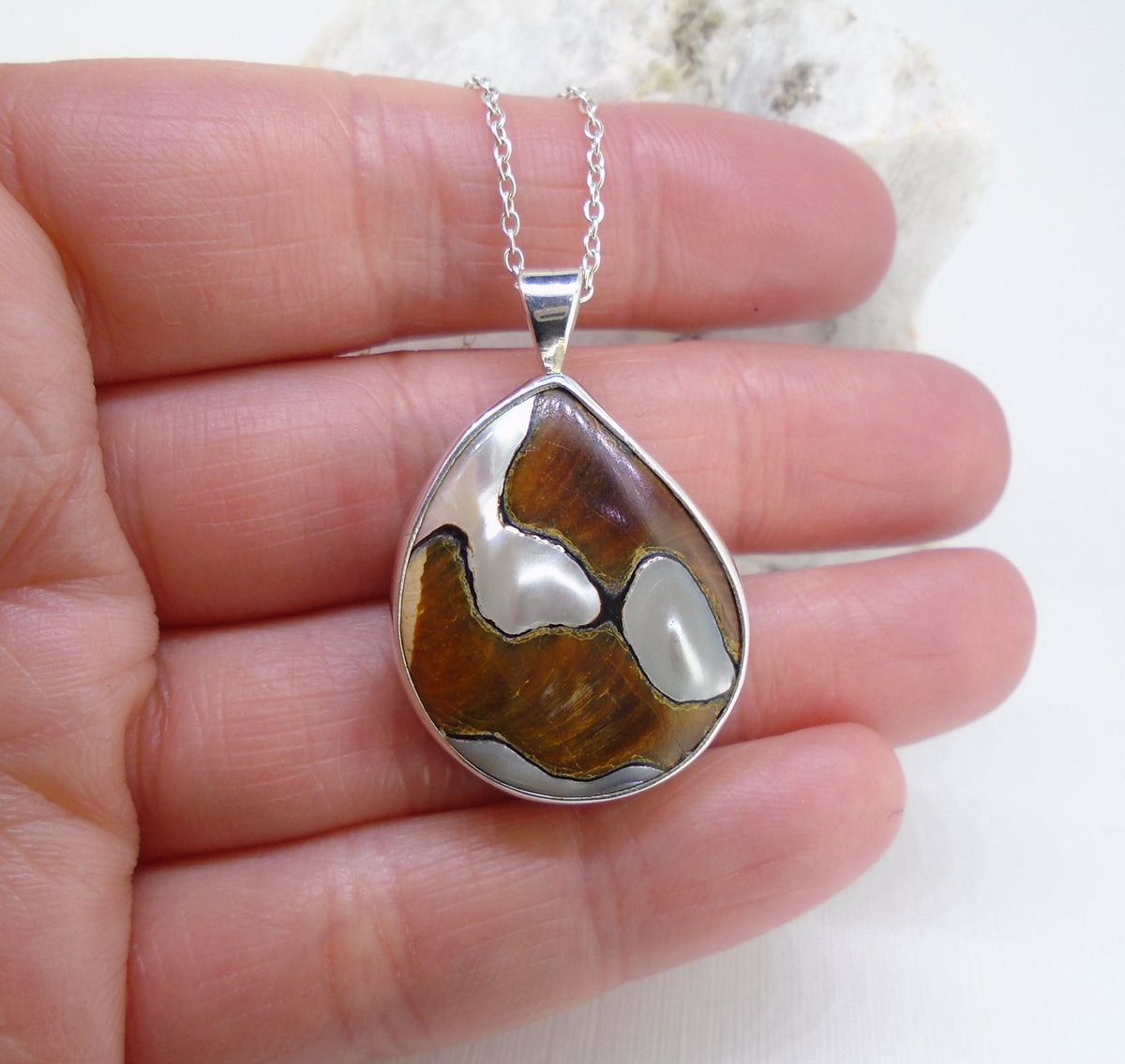 Turbo Shell Sterling Silver Pendant
