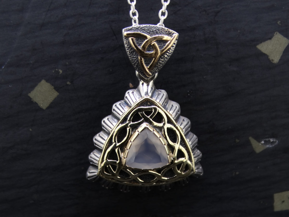 Scottish Chalcedony Scottish Gold and Sterling Silver Pendant