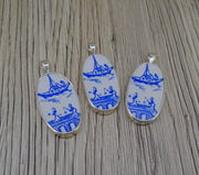 Old Willow Boat & Bridge Sterling Silver Pendant