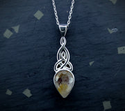 Lemon Citrine Sterling Silver Celtic Pendant