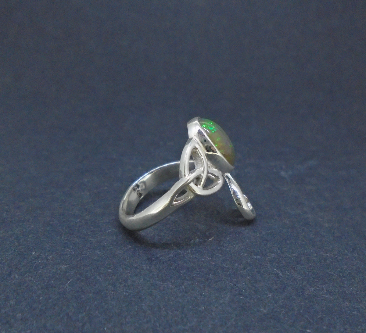 Welo Opal Sterling Silver Celtic Ring